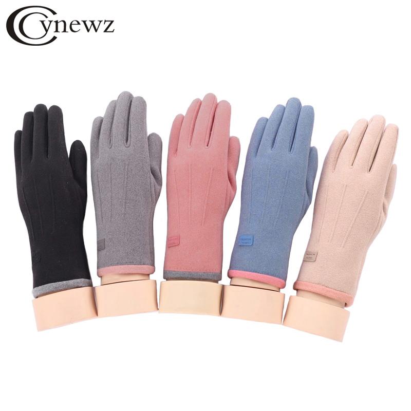 

2020 New Winter Women's Gloves Suede Thicken Internal Plush Touch Screen Furry Warm Outdoor Sport Driving Gloves Female Mitten