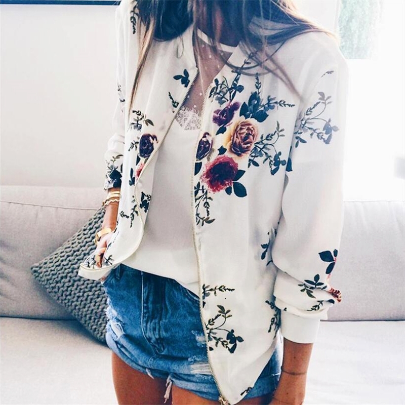 

2021 New Fashion Spirng Vendor Basic Women Zip Up Floral Jackets Long Sleeve Jacket Print N7BG, 101337 brick red