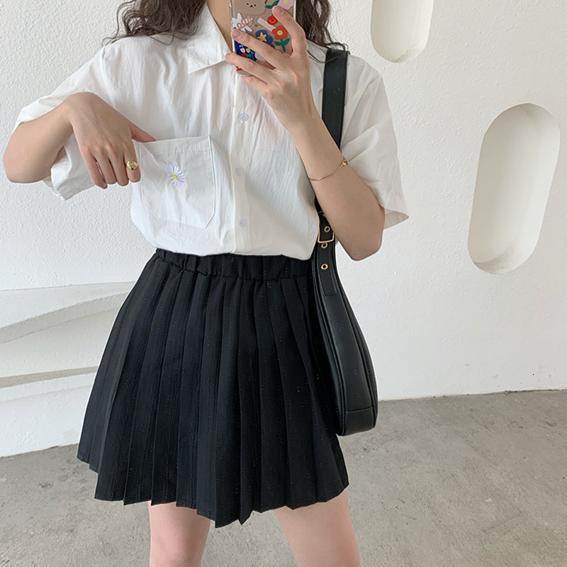 

2021 New Femme womens tops summer floral Korean style embroidered short sleeve female shirt turn down collar white blouses (f3972) SPRH