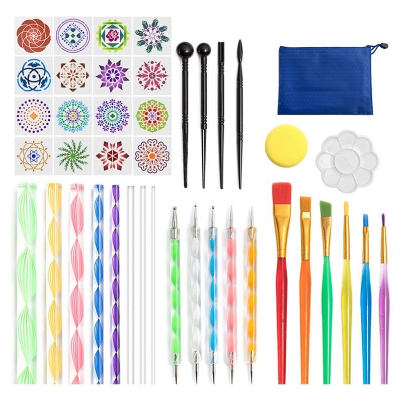 

42pcs Mandala Dotting Pen Tools Set For Painting Rock Stone Acrylic Stick Template Stencil Br qyldfM