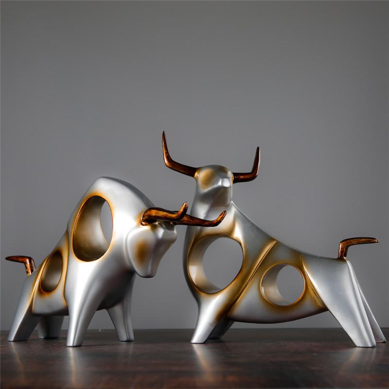 

Cattle Statue Ox Home Decor Living Room Bull Sculpture Wine TV Cabinet Ornament Crafts Abstract Animal Figurine X3878