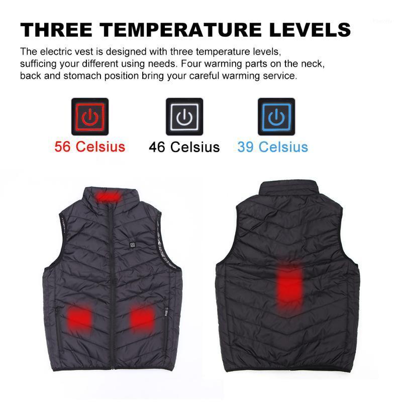 

2020 New Heating Pads Winter Outdoor Men Electric Heated Vest USB Heating Vest Winter Thermal Cloth Feather Hunting Jacket1, Black