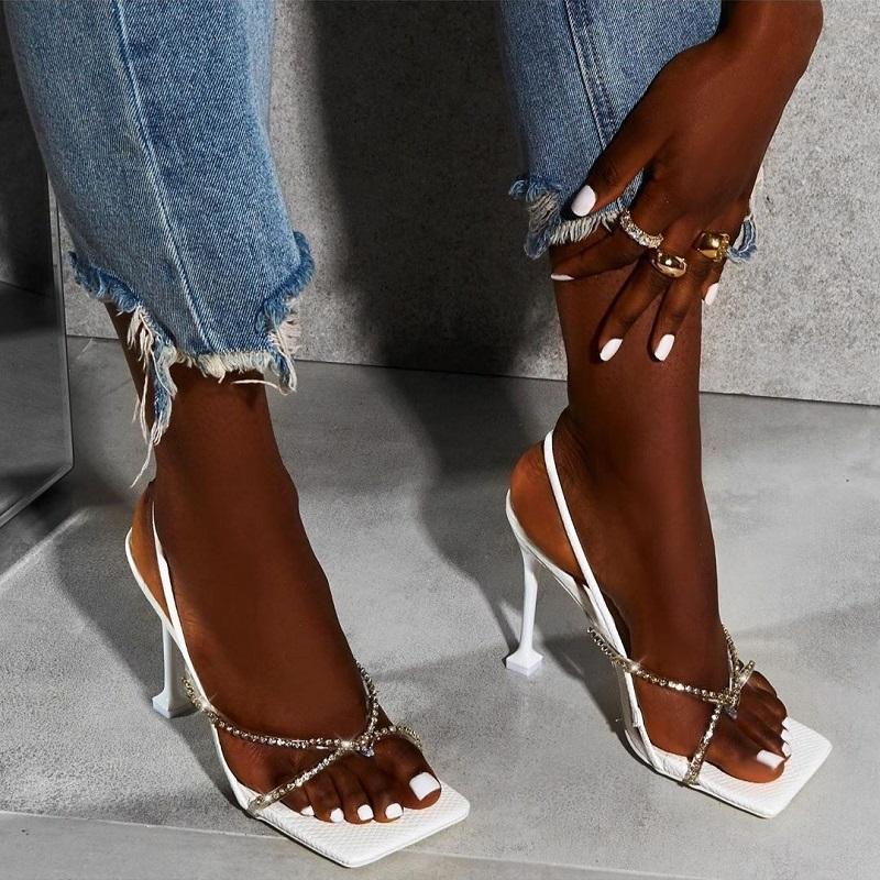 

Summer Transparent Women Open Toe Sandals Clear Crystal High Heels Party Ladies Shoes Rhinestone Strap Platform Stiletto Sandals, Apricot
