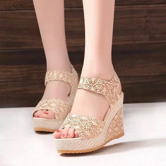

New explosion female sandals flat bottom wedge sandals female one-button buckle with muffin platform #AN3C