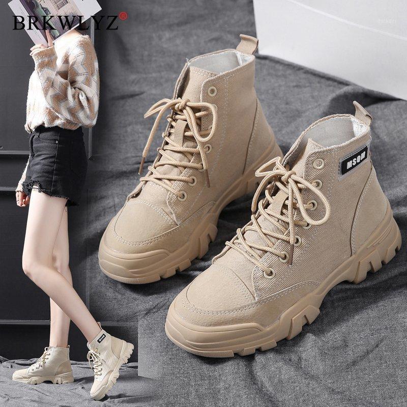 

New 2021 Spring and Autumn High-top Canvas Shoes Boots Women's Shoes Paladin Short Boots White Women1, Beige