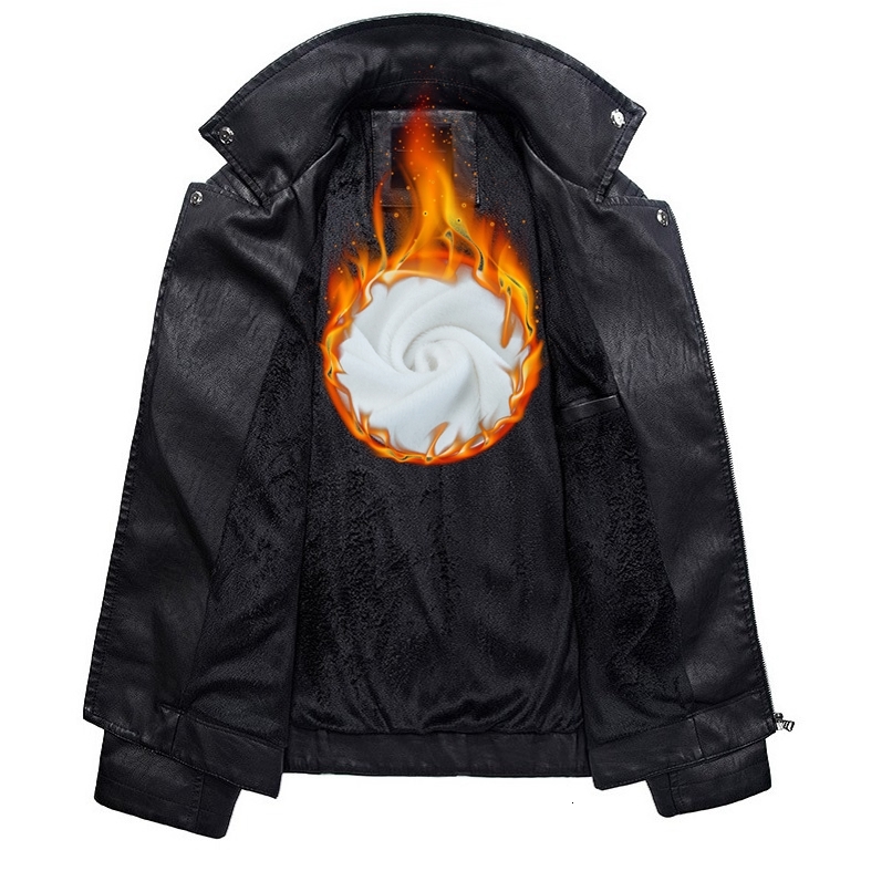 

2021 New From Fake Men's Winter Fashions Motorcycle Put Veet Man's Zipper Leather Jacket Outerwear Punk Plus Size 5xl 6xl Pnla, Black.