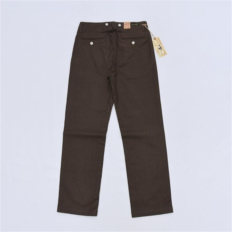 

BOB DONG Retro Striped Suit Dress Pants Men's Casual Trousers Suspender Buttons 201130, Blue