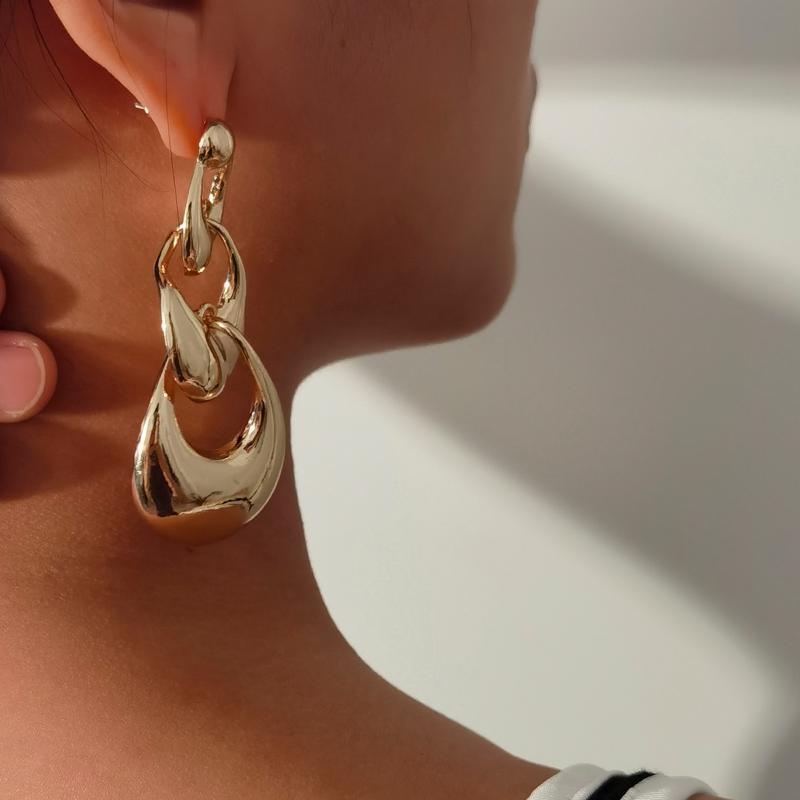 

Punk Retro Chunky Simple Geometric Multi-Loop Drop Earrings For Women Metal Fashion Charm Exaggerated Girl Party Jewelry