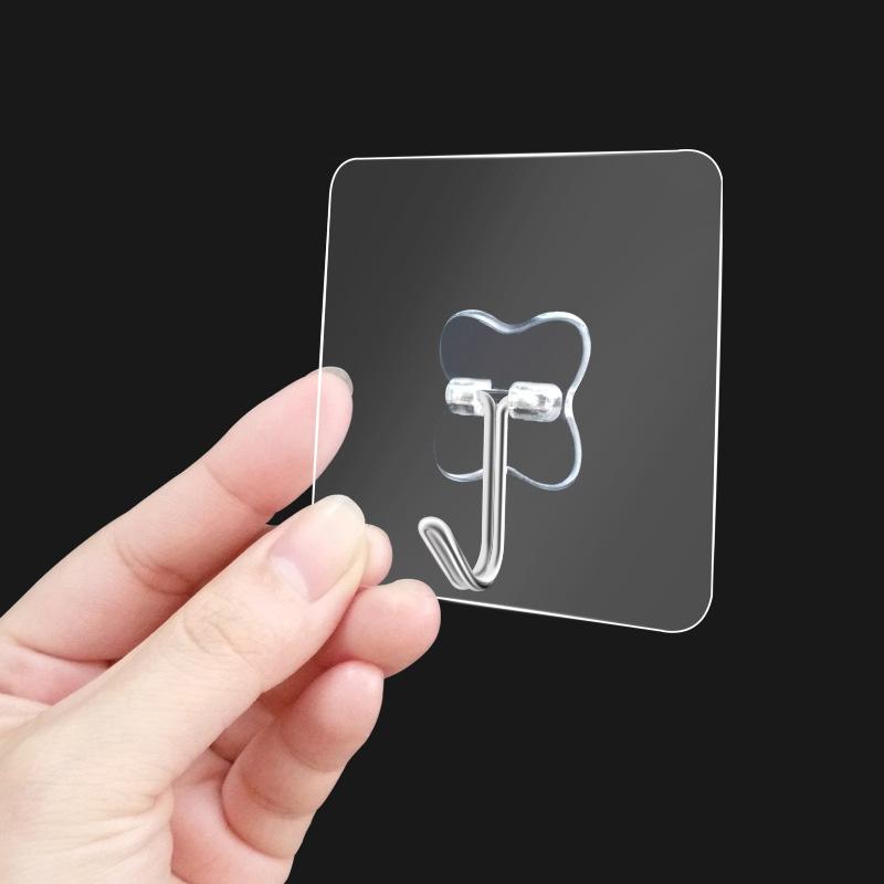 

2/5/10pcs Strong Clear Self Adhesive Hooks Waterproof Home Transparent Wall Mounted Towel Hanger Hooks for Kitchen Bathroom