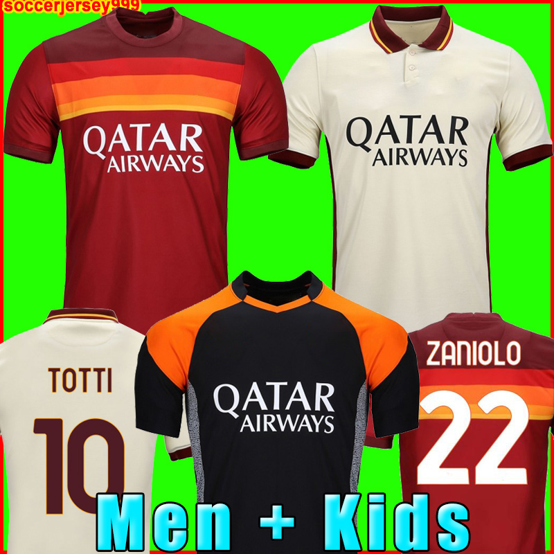 

Soccer jersey ZANIOLO ROMA DZEKO PASTORE rome TOTTI KLUIVERT KOLAROV AS 20 21 football shirt 2020 2021 Men + Kids kit uniforms maillot 999, Kids away