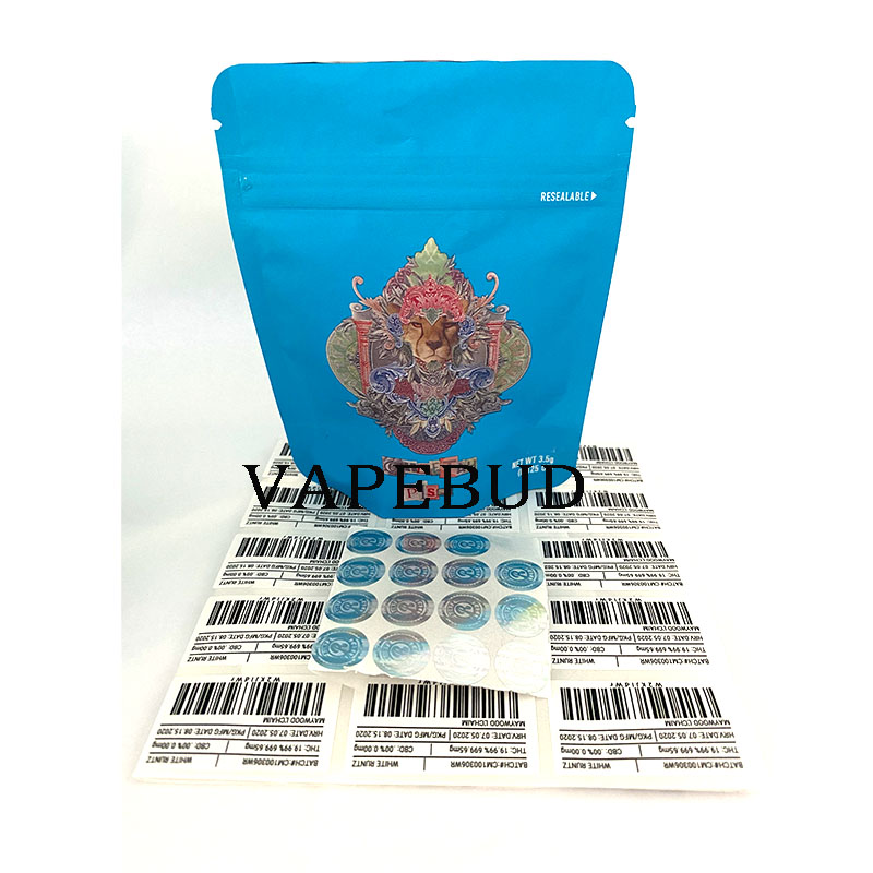

COOKIES Cheetah Piss WHITE RUNTZ packaging custom mylar 3.5G bags Smell proof ziplock plastic bag zipper with hologram stickers label