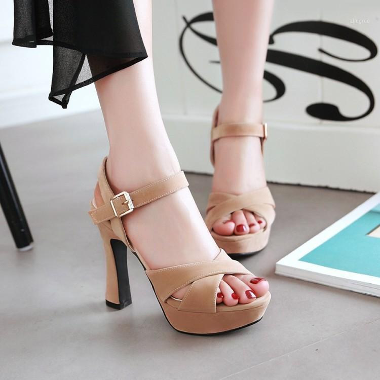 

Women Shoes Sandals Summer Platform Sandals Plus Size 34-43 Ankle Strap High Heel Shoes Sexy Party Black Pink1