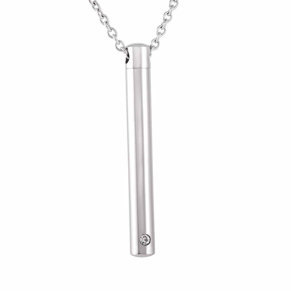 

LKJ9843 Clear Mini Stone Inlay Long Bar Shape Women Accessories Jewelry Cremation Necklace to Hold Ashes Keepsake