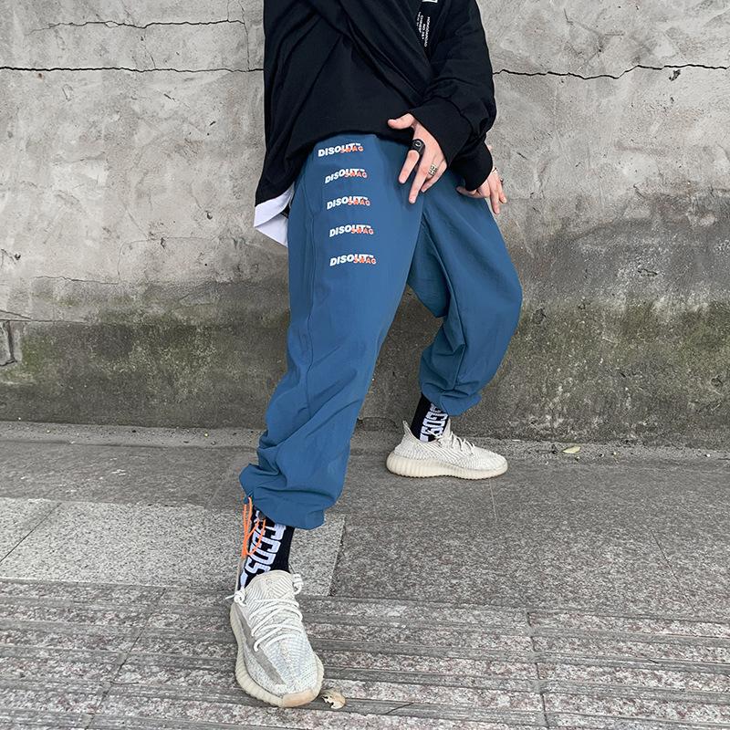 

2020 Men's Autumn New Graphic Printed Pants Casual Oversize Woman Trousers Korean Streetwear Fashion Male Clothing, Black