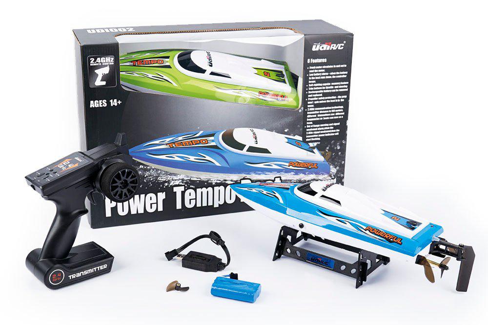 

Kuulee UDI 002 RC Boats Auto 180 Degree Turnover 2.4G High Speed RC Boat with Water Cooling System Brushed Motor, Blue