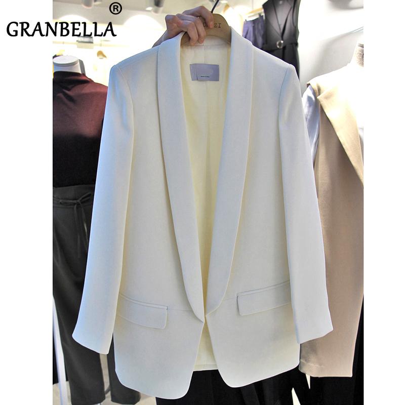 

Korean Women Blazers and Jackets Female Long Sleeve White Casual Blazer Outerwear Office Ladies Black Suit