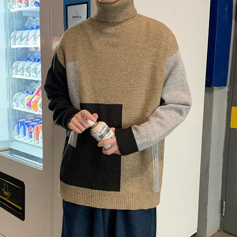 

2020 Winter New Turtleneck Men's Loose Fatty Plus Size 5xl Thicken Korean Style Trendy Blue clothes Hot Free shipping, Beige