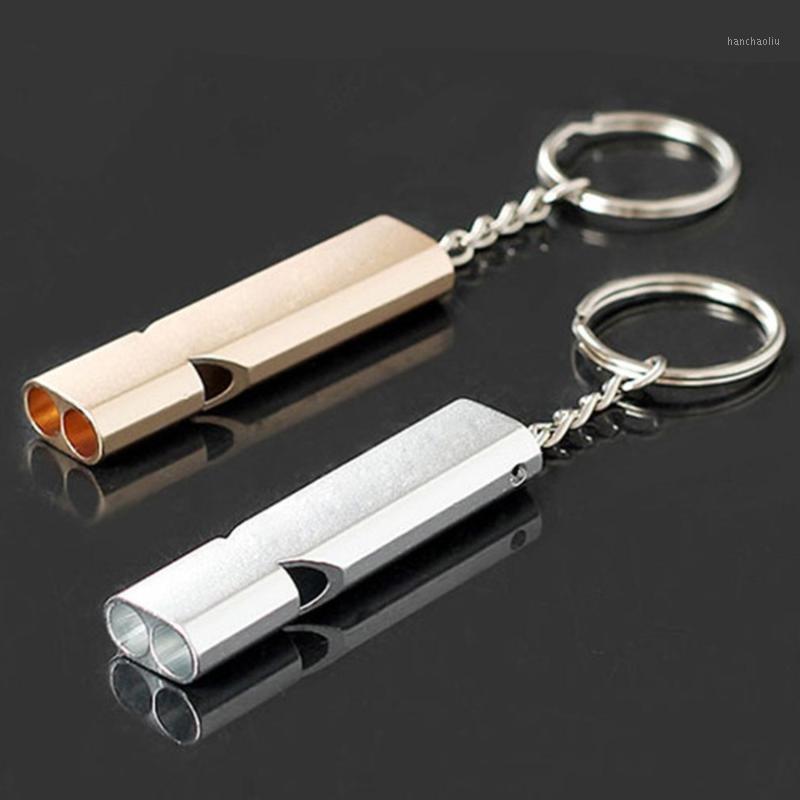 

Double Pipe High Decibel Aluminum Alloy Outdoor Emergency Survival Whistle Keychain Cheerleading Whistle Multifunction Tool Hot1