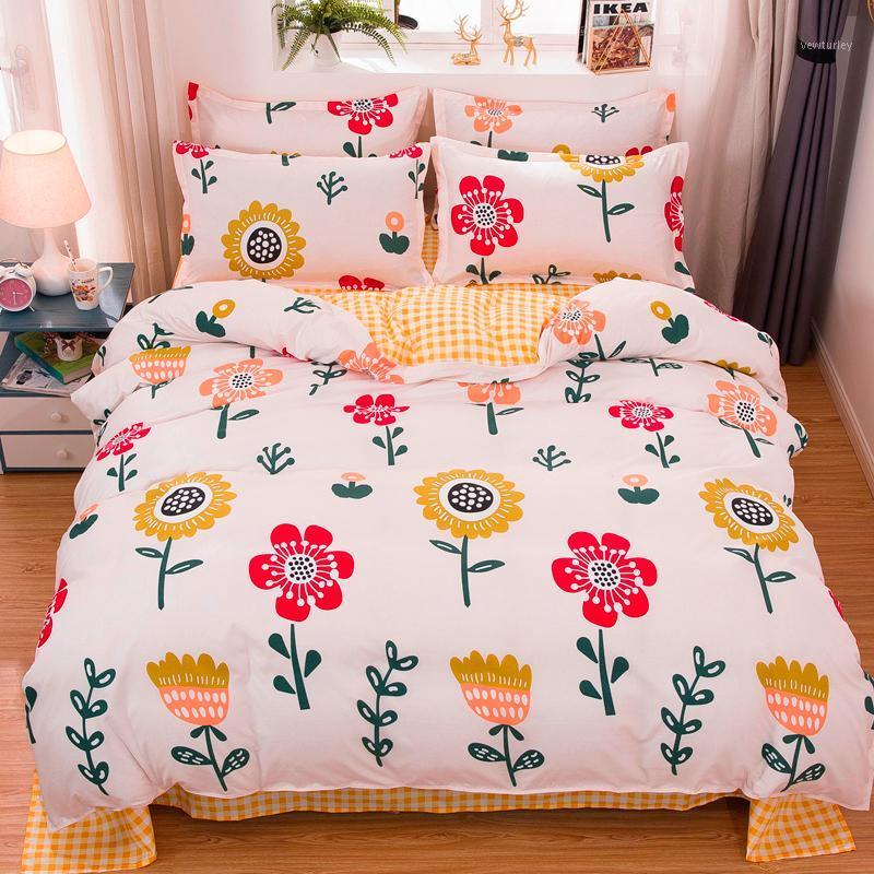 

3/4pcs Funny Flower Print Bedding Set Girl Boy Kid Bed Cover Set Duvet Cover Adult Child Bed Sheets And Pillowcases1, Model 6