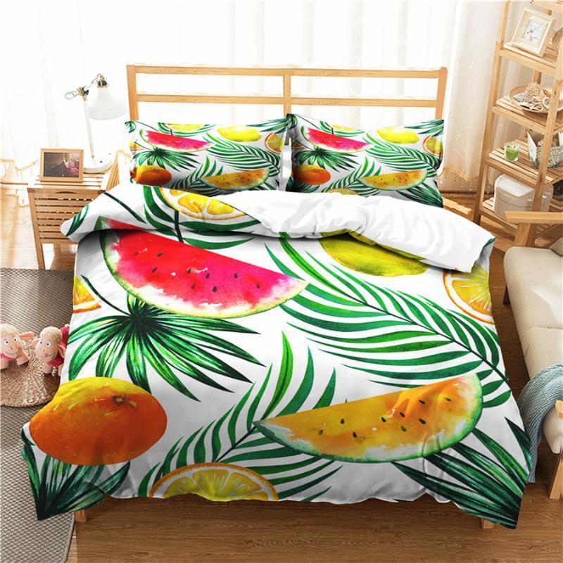 

A Bedding Set 3D Printed Duvet Cover Bed Set Colorful Fruits Home Textiles for Adults Bedclothes with Pillowcase #SG051, As pic