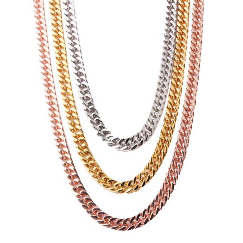 

High Quality 316L Stainless Steel Necklace Waterproof Men Cuban Curb Link Chain Stainless Steel Jewelry 8mm Width Various Length