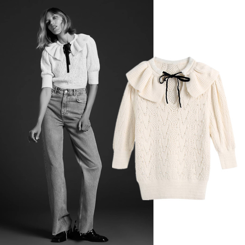 

The Latest Fashion for Autumn and Winter Is Pullovers. Loose, Comfortable Women' Sweaters Casual Sweater Designer High Street Knit Jumper, Ivory