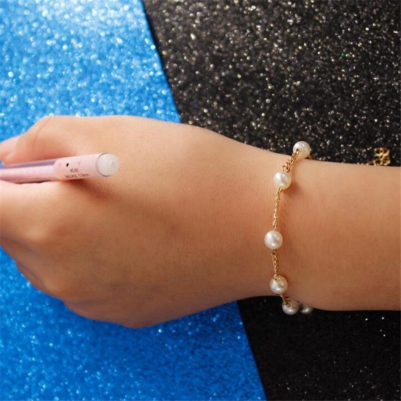 

Women Fashion Gold Color Beads Pearl Star Beaded Bracelets For Women Charm Party Jewelry Gift