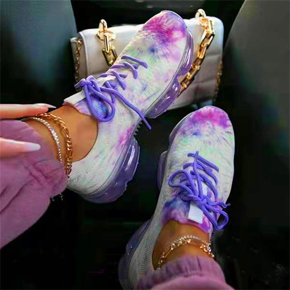 

Women's Sneakers 2022 Spring New Mix Colors Stretch Fabric Ladies Lace Up Casual Vulcanized Shoes 43 Large-Sized Sports Shoe, Multi