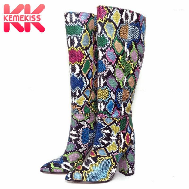 

KemeKiss Women High Heel Boots Fashion Winter Shoes Woman Warm Snake Pattern Boot Office Women Knee High Footwear Size 34-431