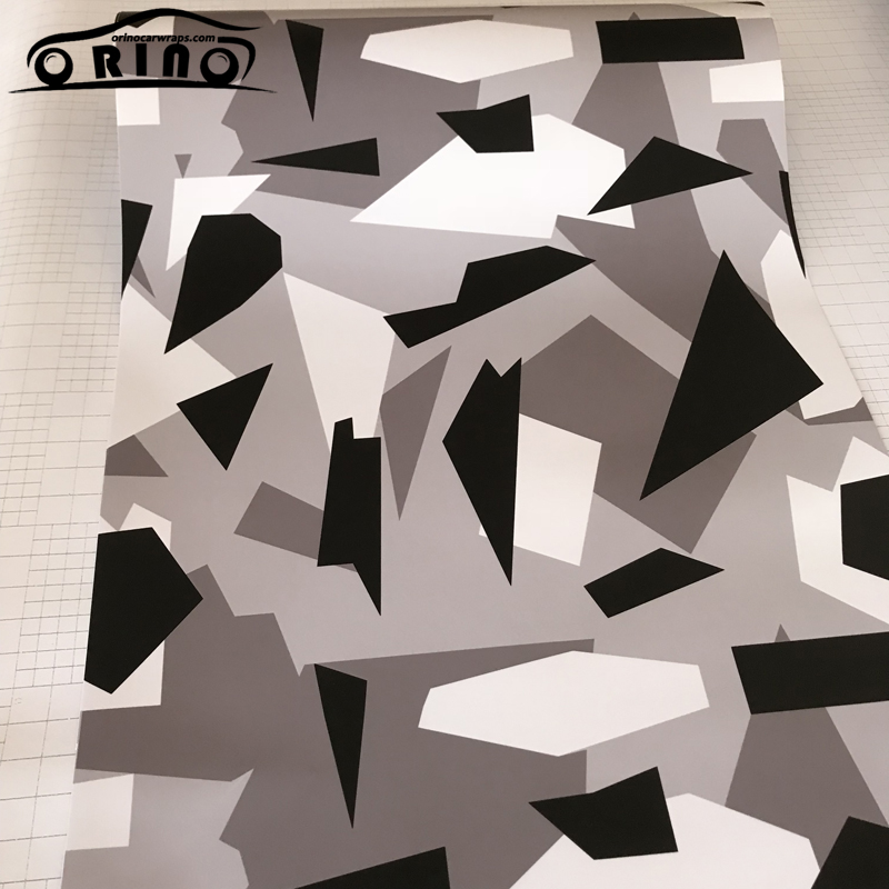 Black White Grey Camouflage Vinyl Wrap Sticker-3