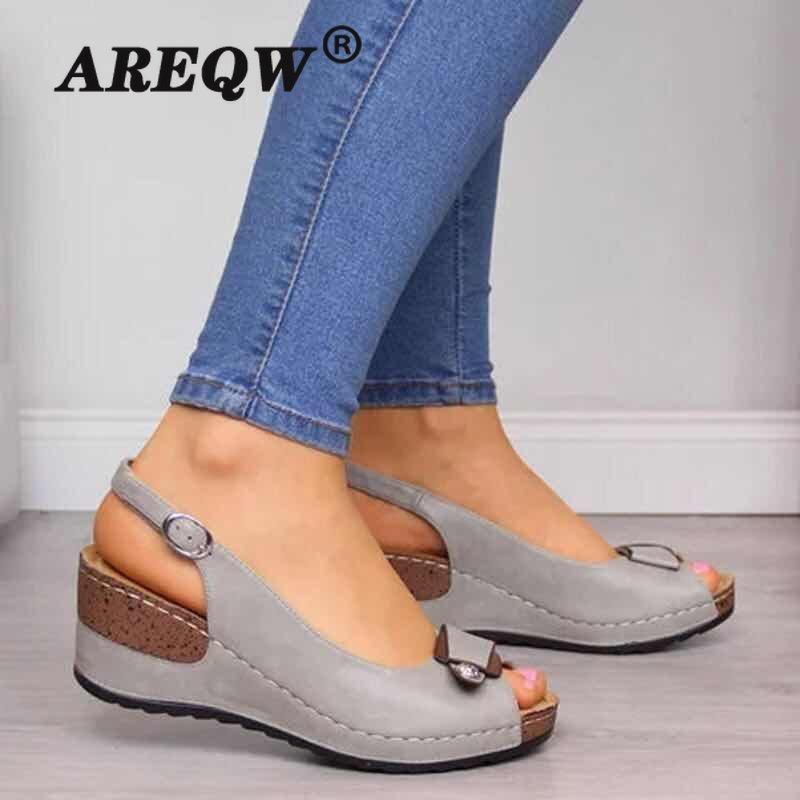 

Women Sandals Fashion Girls Summer Rome Slip-On Breathable Non-slip Fish Mouth Shoes Woman Slides Solid Female Shoes, Khaki