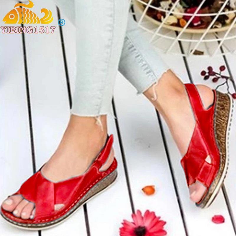 

Women Sandals Summer 2020 Female Shoes Woman Peep-toe Wedge Comfortable Sandals Slip-on Flat Female Sandalias1, Red