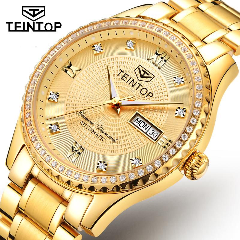 

New TEINTOP Automatic Watch Men Luxury Gold Mechanical Watches Waterproof Casual stainless Steel Mens Wristwatch saat erkekler