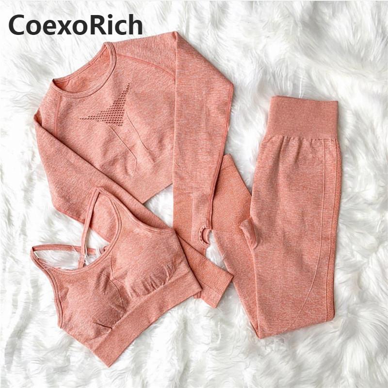 

Gym Yoga Set Tracksuit Women Sportswear Sports Bra Suit Workout Clothes Fitness Crop Top High Waist Leggings 3PCS Gymwear, 3pcs gray blue set