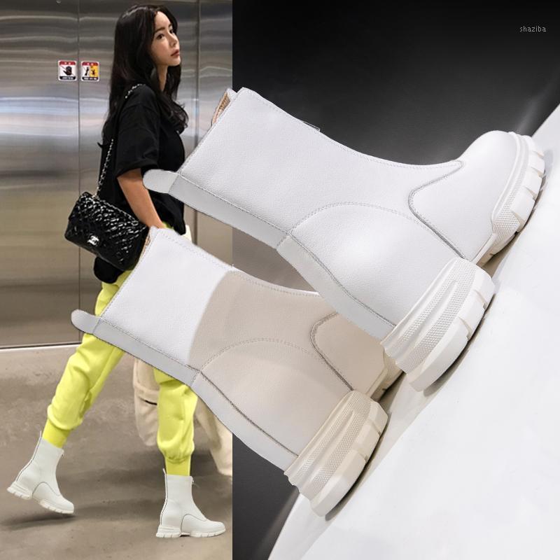 

Woman Casual Shoes Autumn Winter Boots Boys Shoes Fashion Leather Girls Boots 21-30 Sports Running Cool White Black1, Black