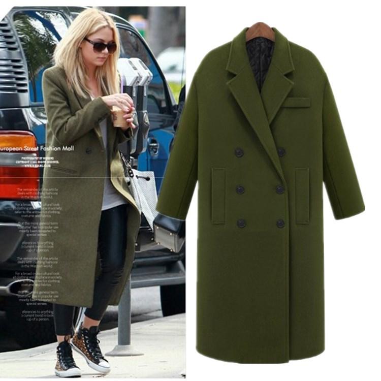 

2020 New Fashion Autumn Winter Womens Wool Coat Classic Double Breasted Woolen Blend Coats Ladies Long Cashmere Overcoat Femme, Blue