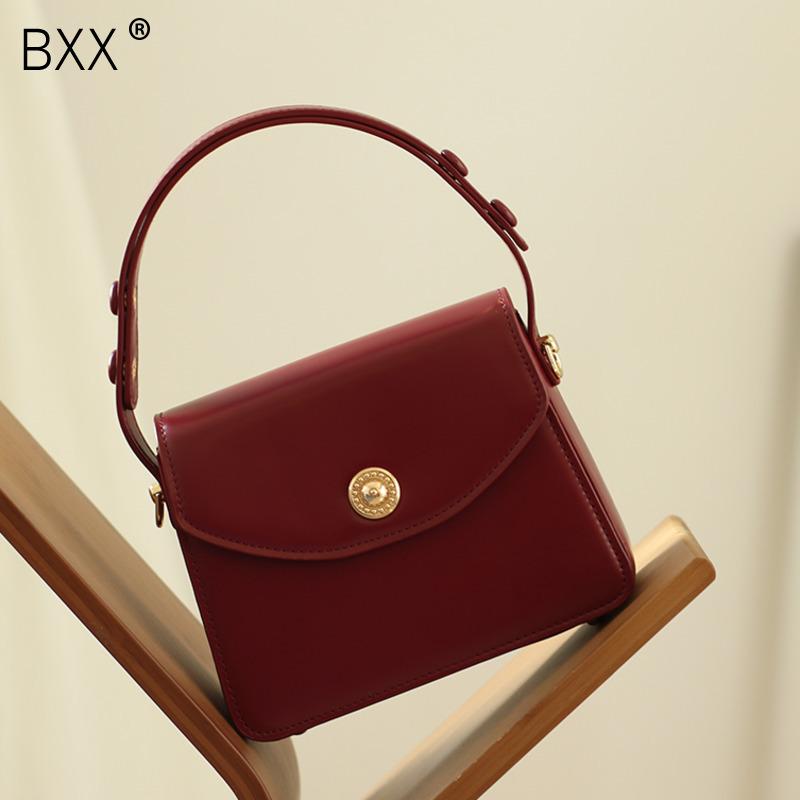 

[BXX] Vintage PU Leather Flap Bags For Women 2021 Spring Fashion Crossbody Shoulder Hand Bag Lady Trend Handbags HQ617, Wine red
