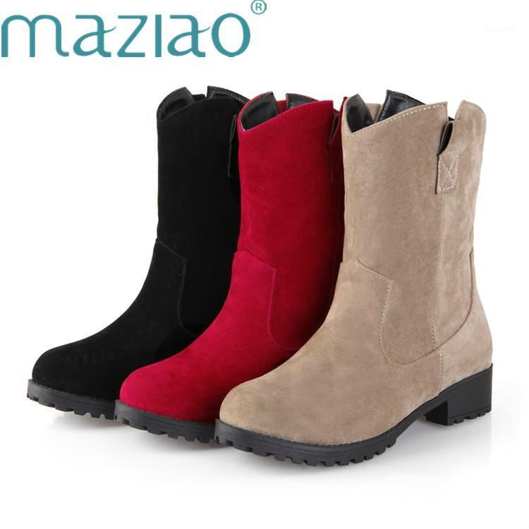 

Concise Elegant Womens Boots Ankle Short Solid Round Toe Low Heel Boots Classics Fashion Winter Big Size34-43 Women Shoes MAZIAO1, Black