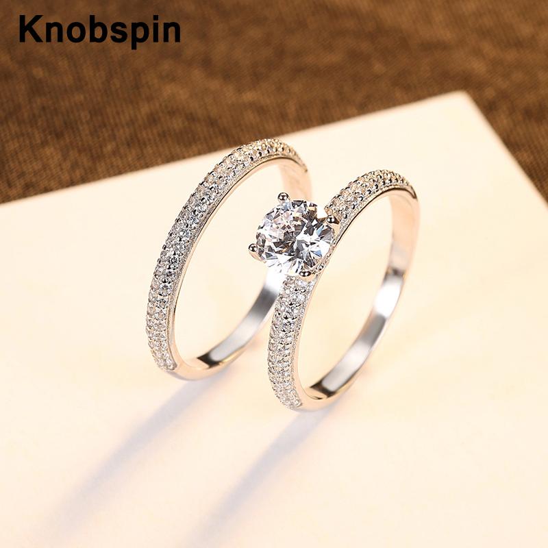 

Cluster Rings Knobspin 100% 925 Sterling Silver Set Of Wedding Engagement For Women High Carbon Diamond Party Fine Jewelry Wholesale