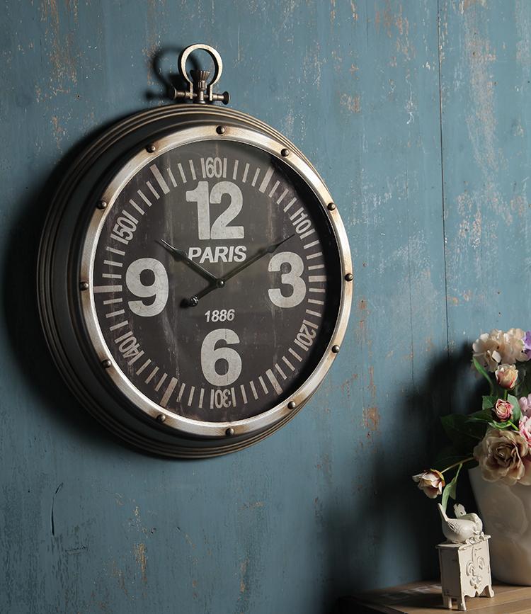 

New Industrial Style Wall Clock Living Room Bar Cafe Personality Loft Industrial Wind Large Wrought Iron Decorative Retro Clock