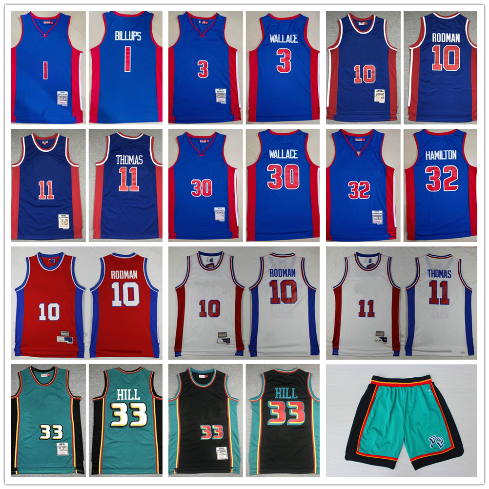 

Retro Basketball Jersey Grant 33 Hill Jerseys Dennis 10 Rodman Isiah 11 Thomas Chauncey 1 Billups Ben 3 Wallace Rasheed 30 Wallace Richard 32 Hamilton Stitched 03-04, Same as picture