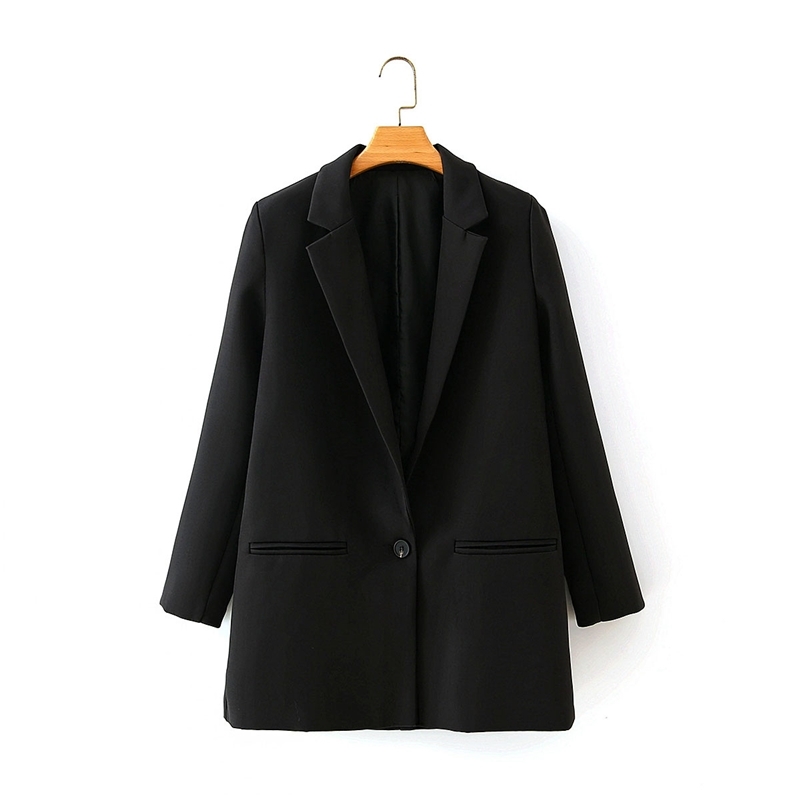 

2021 New Elegant Female Black Blazer Office Ladies Carve Collar Women's Casual Jackets Sleeve Full Pockets Girls Fancy Ensemble DBR5