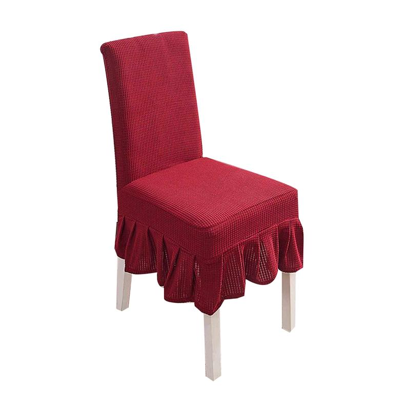 

Waterproof Stretch Solid Color Skirt Dining Table Chair Cover Restaurant Chair Cover Skirt Stool