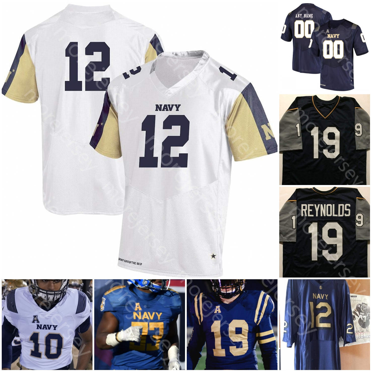 

Custom Navy Midshipmen Football Jersey NCAA College Dalen Morris Jamale Carothers Myles Fells Mark Walker Mychal Cooper Diego Fagot Staubach, Navy iv