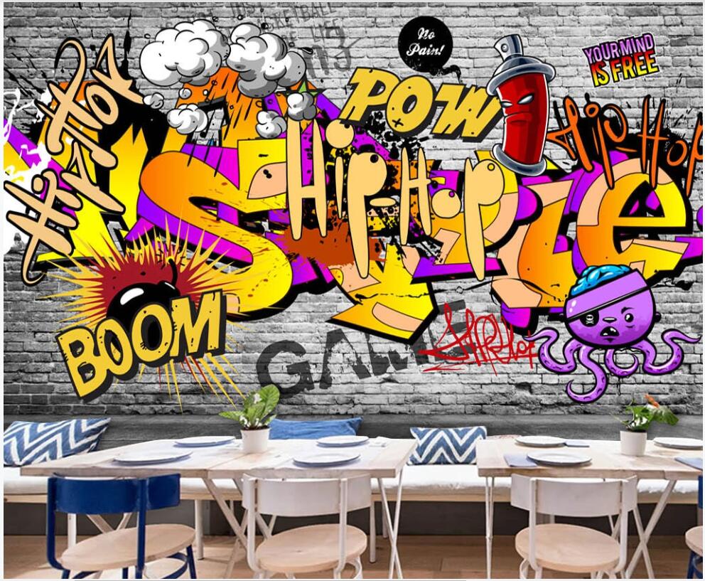 

custom mural photo wallpaper 3d American trendy graffiti KTV bar bedroom home decor 3d wall mural wallpapers in the living room, Non-woven wallpaper