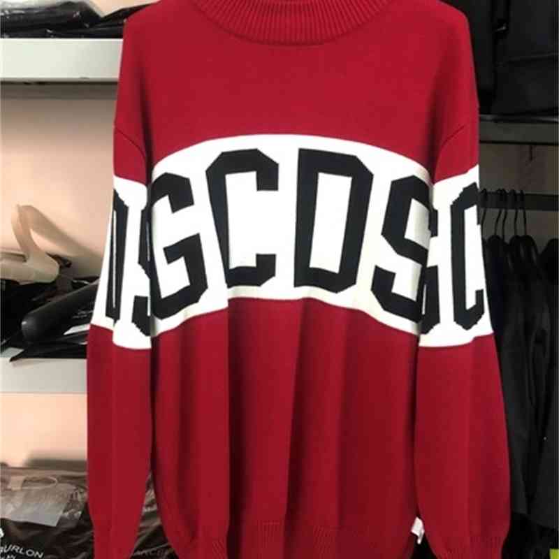 

GCDS Designer Hoodie and Women's Men's Sweater Letters Winter Knit Printing Long-sleeved Round Neck Pullover W1B5, Red