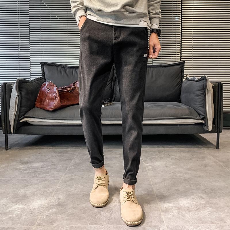 

Autumn and winter men's business Plush loose straight tube warm winter casual pants