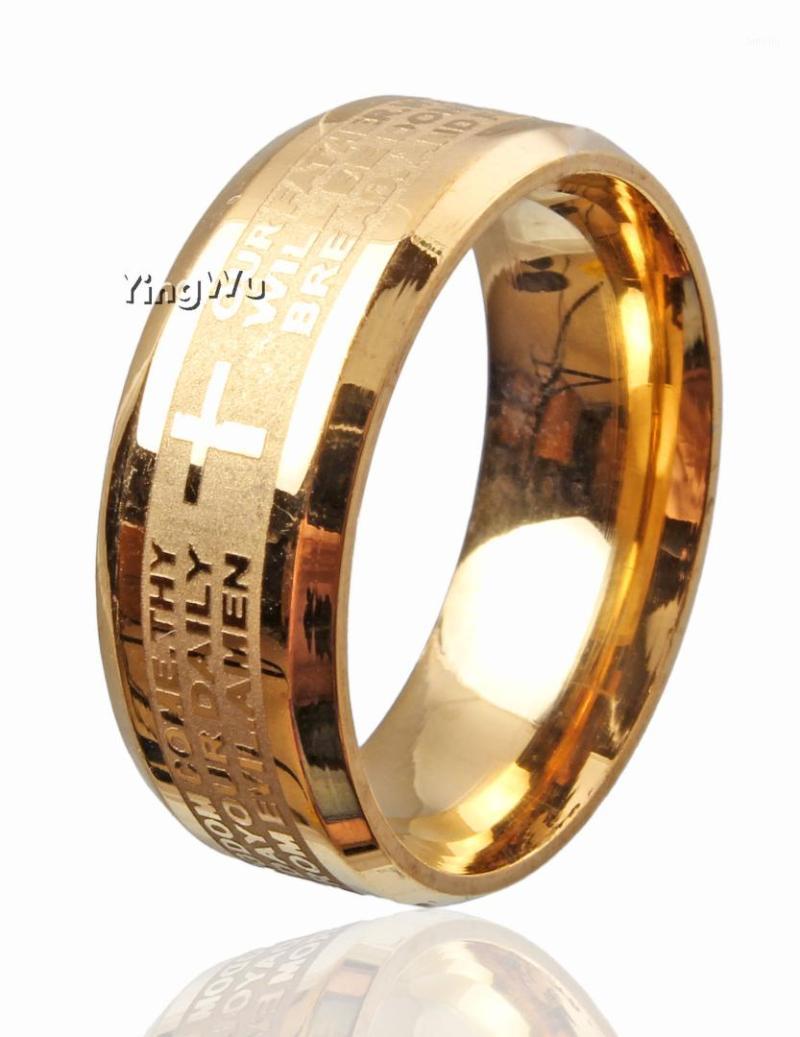 

Yingwu English 316L Titanium Steel Christian Prayer Cross Ring Bible Ring for Men Women 8mm Wholesale 20pcs1
