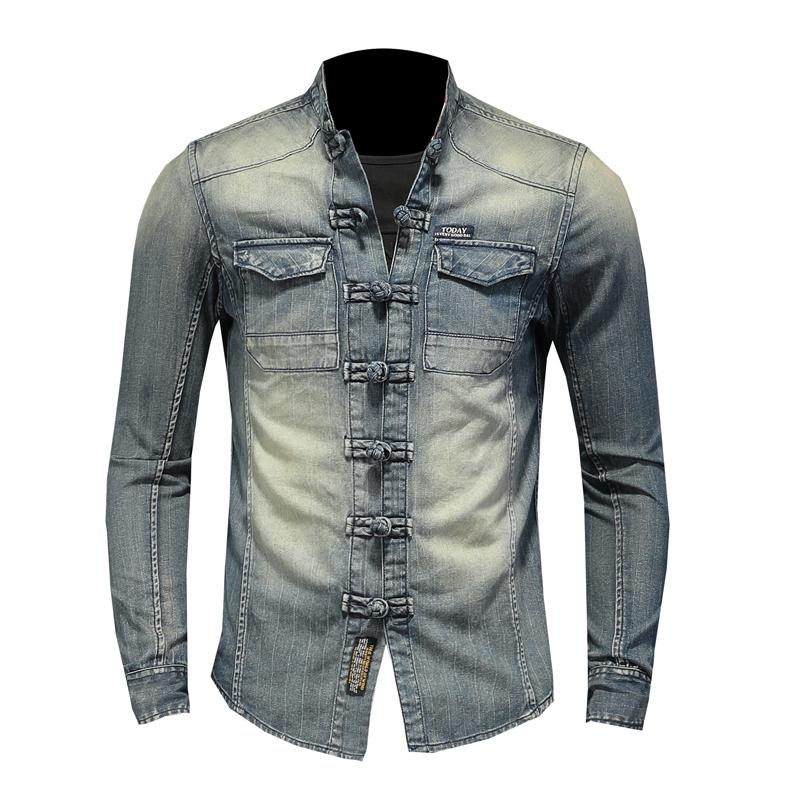 

Men's Jackets Mens Jacket Shirt Long Sleeve Denim Soft And Comfortable Blue Thin