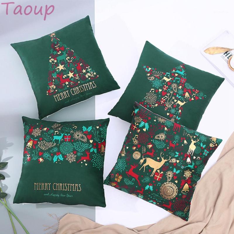 

Taoup Noel Green Merry Christmas Pillowcase Ornaments Christmas Decoration for Home Soft 45*45cm Xmas Pillow Case Santa Claus1